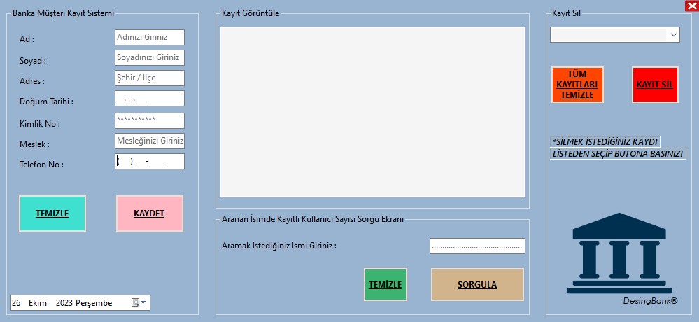 Banka Müşteri Kayıt Sistemi