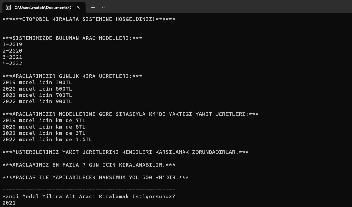 Otomobil Kiralama Sistemi
